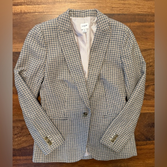 J. Crew Jackets & Blazers - J. Crew Navy and Brown Checked Tailored Blazer